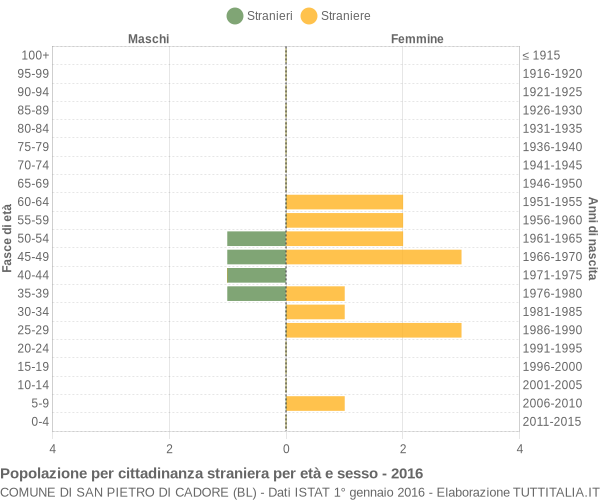 Grafico cittadini stranieri - San Pietro di Cadore 2016