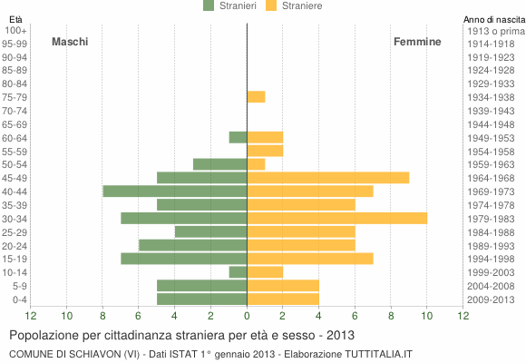 Grafico cittadini stranieri - Schiavon 2013