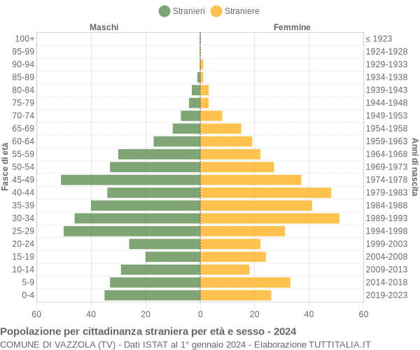 Grafico cittadini stranieri - Vazzola 2024