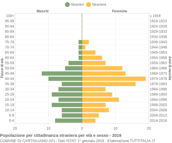 Grafico cittadini stranieri - Cartigliano 2019