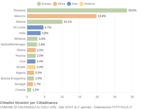 Grafico cittadinanza stranieri - Colognola ai Colli 2007