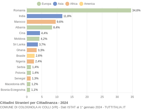 Grafico cittadinanza stranieri - Colognola ai Colli 2024