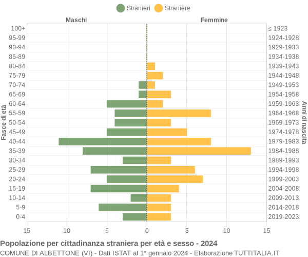 Grafico cittadini stranieri - Albettone 2024