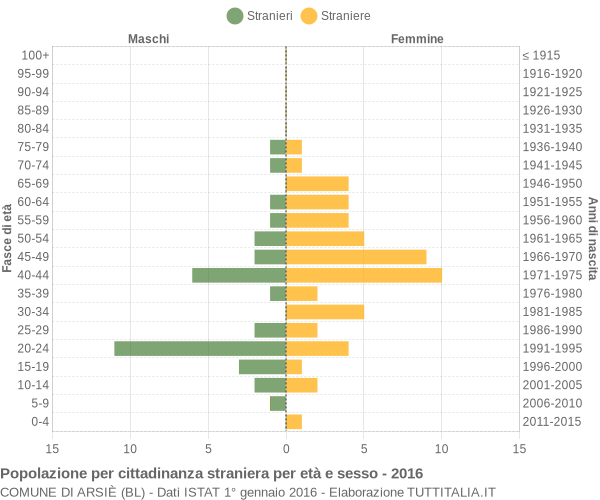 Grafico cittadini stranieri - Arsiè 2016