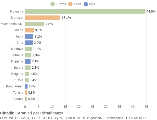 Grafico cittadinanza stranieri - Castello di Godego 2022