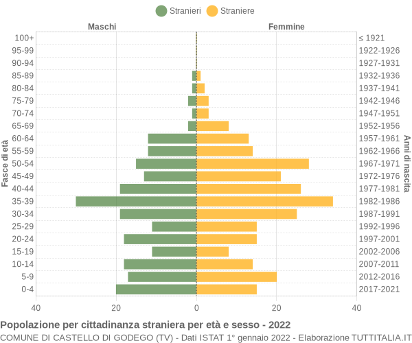 Grafico cittadini stranieri - Castello di Godego 2022