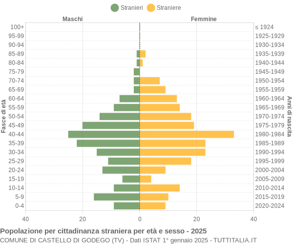 Grafico cittadini stranieri - Castello di Godego 2025