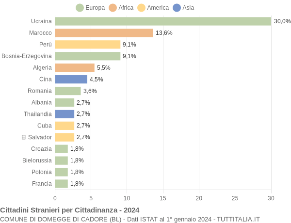 Grafico cittadinanza stranieri - Domegge di Cadore 2024