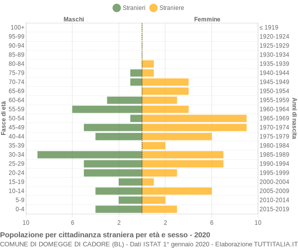 Grafico cittadini stranieri - Domegge di Cadore 2020