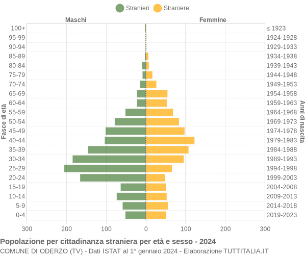 Grafico cittadini stranieri - Oderzo 2024