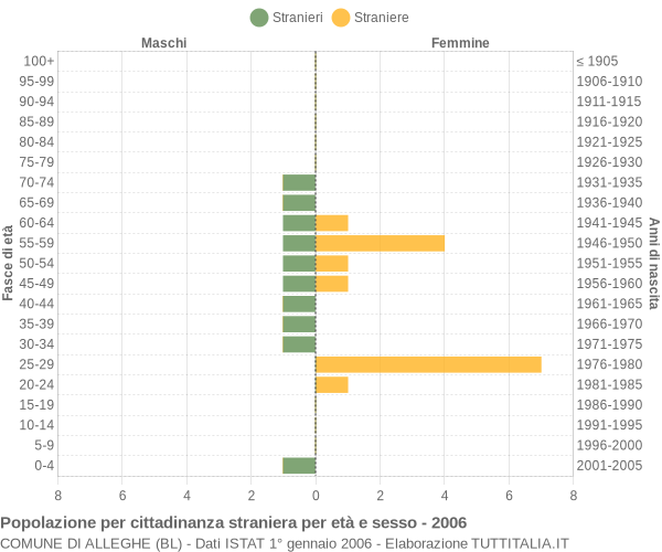 Grafico cittadini stranieri - Alleghe 2006