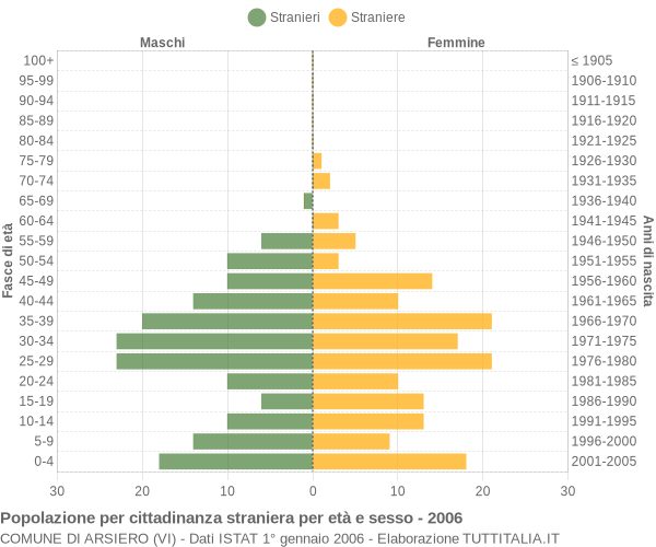Grafico cittadini stranieri - Arsiero 2006
