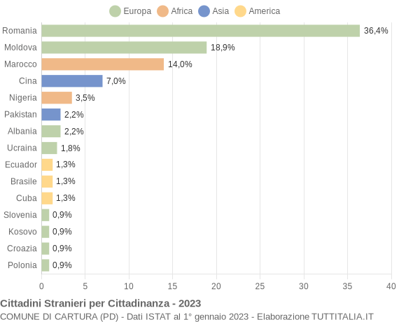 Grafico cittadinanza stranieri - Cartura 2023