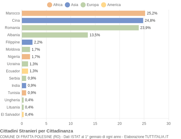 Grafico cittadinanza stranieri - Fratta Polesine 2013