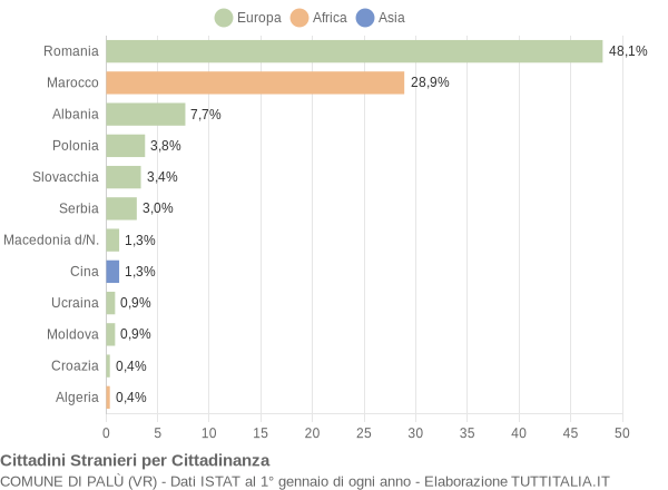 Grafico cittadinanza stranieri - Palù 2011