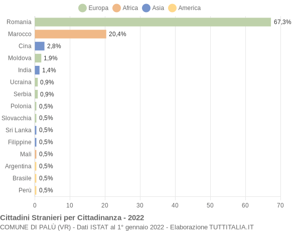 Grafico cittadinanza stranieri - Palù 2022