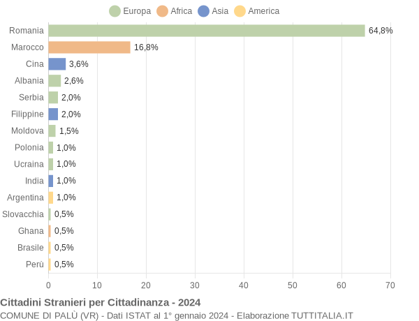 Grafico cittadinanza stranieri - Palù 2024