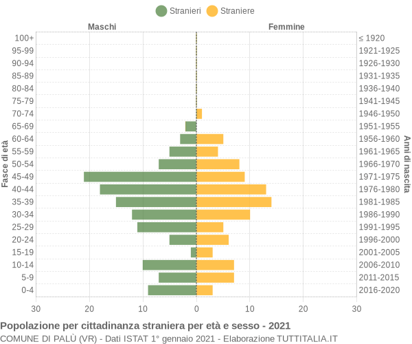 Grafico cittadini stranieri - Palù 2021