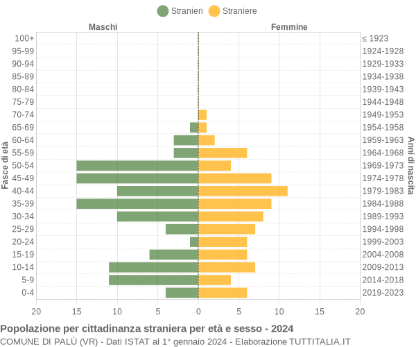 Grafico cittadini stranieri - Palù 2024