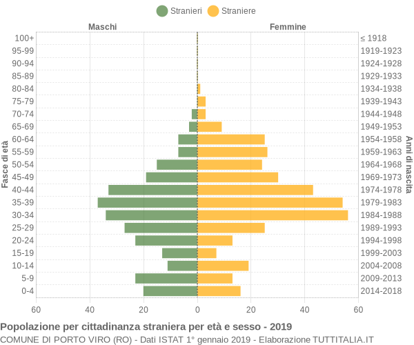 Grafico cittadini stranieri - Porto Viro 2019