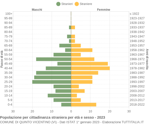 Grafico cittadini stranieri - Quinto Vicentino 2023