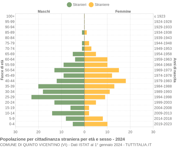 Grafico cittadini stranieri - Quinto Vicentino 2024