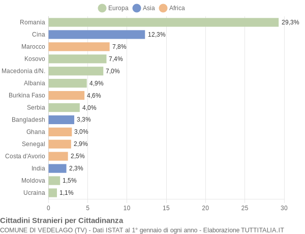 Grafico cittadinanza stranieri - Vedelago 2016