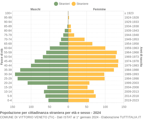 Grafico cittadini stranieri - Vittorio Veneto 2024