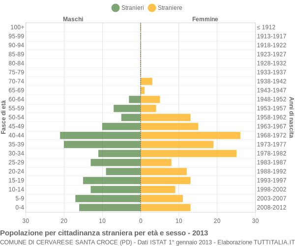 Grafico cittadini stranieri - Cervarese Santa Croce 2013