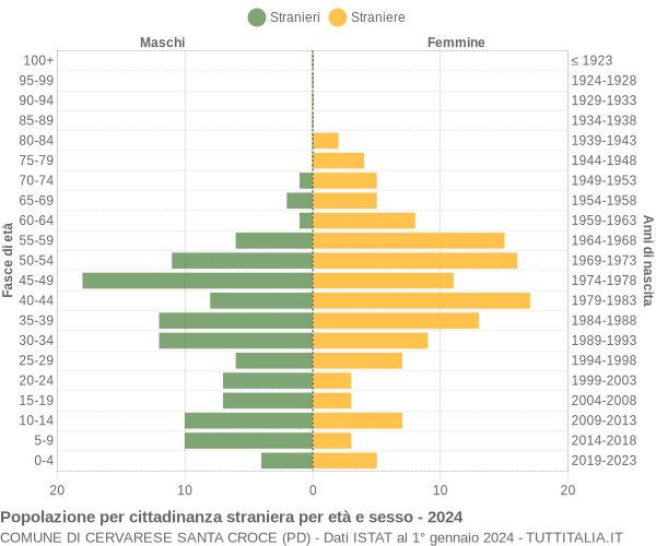 Grafico cittadini stranieri - Cervarese Santa Croce 2024