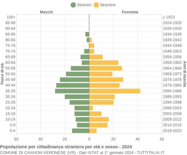 Grafico cittadini stranieri - Cavaion Veronese 2024