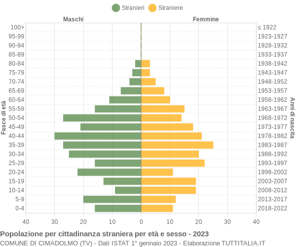 Grafico cittadini stranieri - Cimadolmo 2023