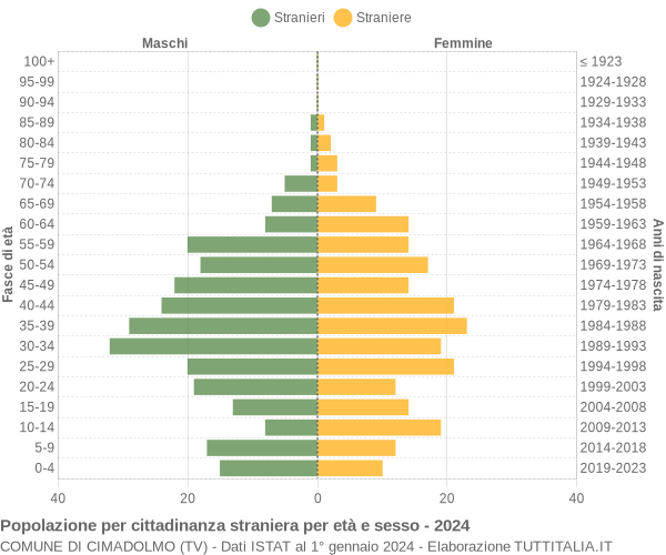 Grafico cittadini stranieri - Cimadolmo 2024