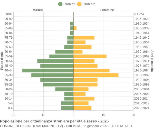 Grafico cittadini stranieri - Cison di Valmarino 2025