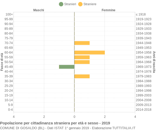 Grafico cittadini stranieri - Gosaldo 2019