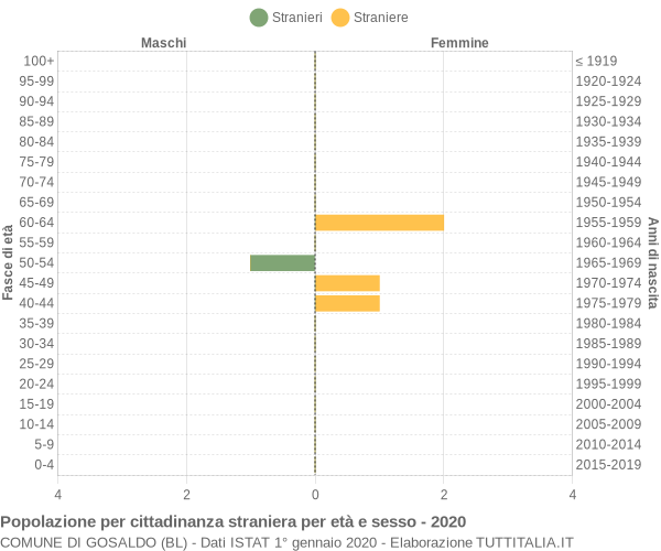 Grafico cittadini stranieri - Gosaldo 2020