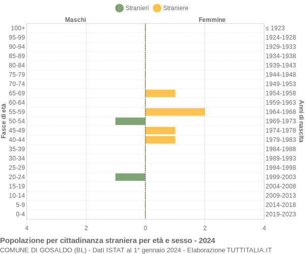 Grafico cittadini stranieri - Gosaldo 2024