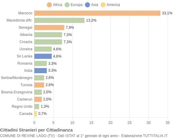 Grafico cittadinanza stranieri - Revine Lago 2004