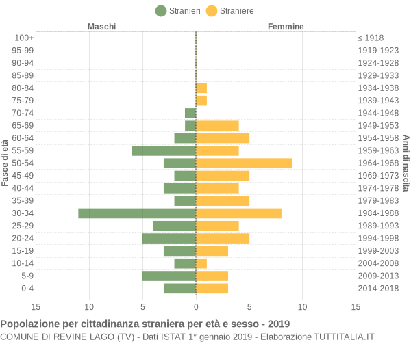 Grafico cittadini stranieri - Revine Lago 2019