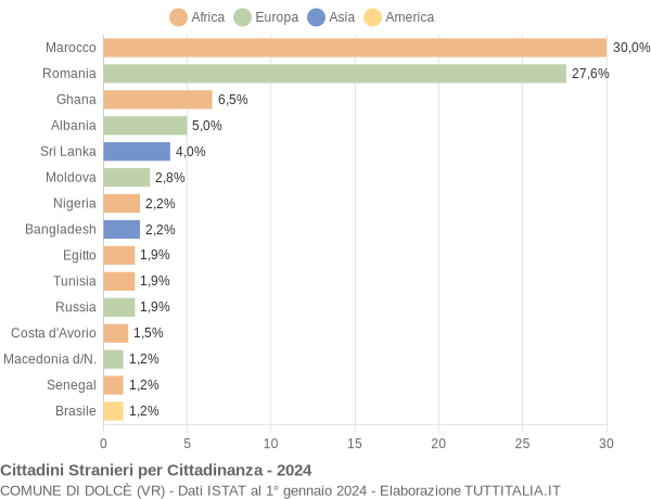 Grafico cittadinanza stranieri - Dolcè 2024