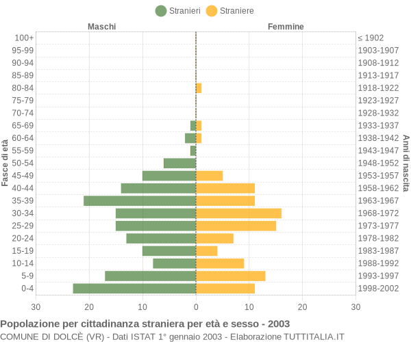 Grafico cittadini stranieri - Dolcè 2003
