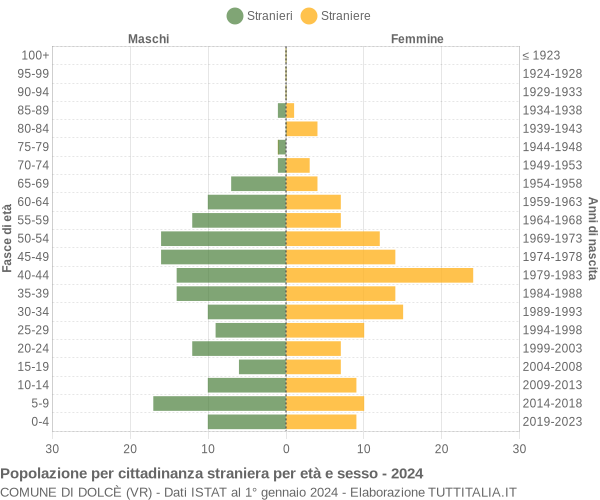 Grafico cittadini stranieri - Dolcè 2024