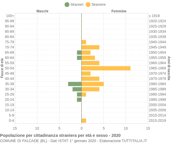 Grafico cittadini stranieri - Falcade 2020