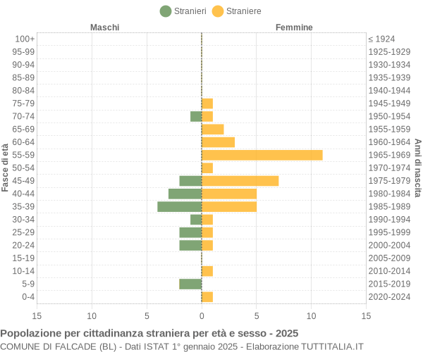 Grafico cittadini stranieri - Falcade 2025