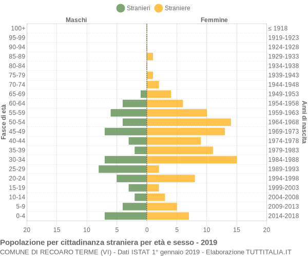 Grafico cittadini stranieri - Recoaro Terme 2019