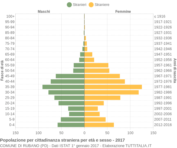 Grafico cittadini stranieri - Rubano 2017