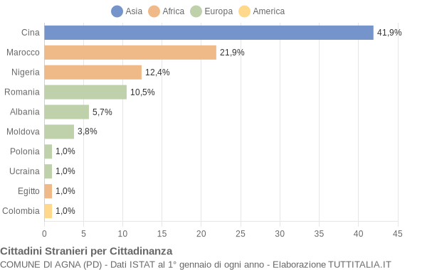 Grafico cittadinanza stranieri - Agna 2004