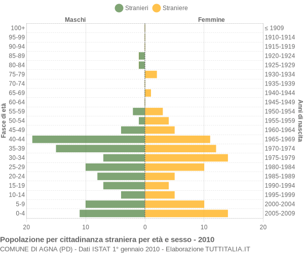 Grafico cittadini stranieri - Agna 2010