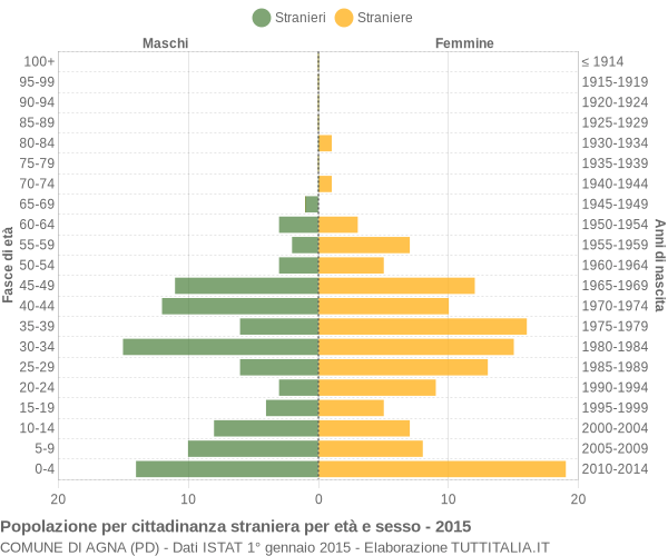 Grafico cittadini stranieri - Agna 2015