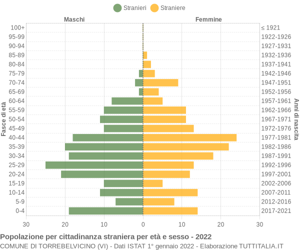 Grafico cittadini stranieri - Torrebelvicino 2022